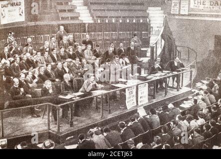 Conference on August 9, 1920, which created the National Action Council. The National Council of Action was an organisation established on 5 August 1920 by the Labour movement in the United Kingdom to forestall the involvement of the British Empire in another war in 1920. Ernest Bevin had heard that the Royal Navy had dispatched ships to Helsingfors and the Black Sea equipped for war. Bevin arranged a meeting with Charles Bowerman and Arthur Henderson in order to establish a Council of Action. Fred Bramley, Jim Middleton and H. S. Lindsay were appointed as joint secretaries. Stock Photo