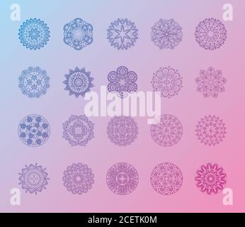 set of mandalas or ethnic ornament vector illustration design Stock Vector