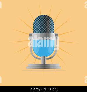 Vector Audio Microphone on a yellow background Stock Vector