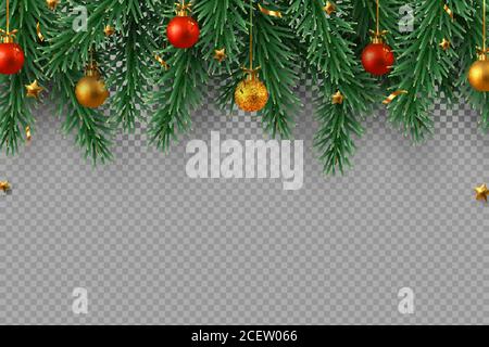 Christmas decoration with fir tree branches. Stock Vector