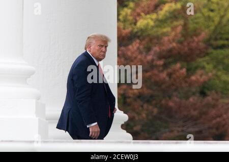 US President Donald Trump, returns to the White House, in Washington, DC, Tuesday, September 1, 2020, following a meeting with law enforcement officials in Kenosha, Wis. Credit: Rod Lamkey/Pool via CNP /MediaPunch Stock Photo