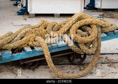 old used nautical ship rope Stock Photo
