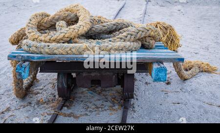 old used nautical ship rope Stock Photo