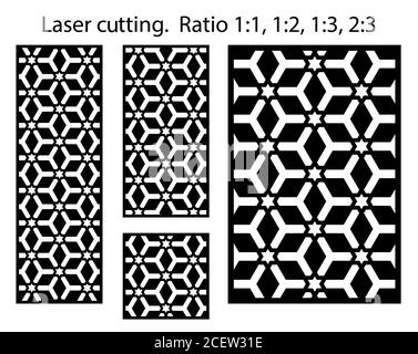 Shade screen, privacy fence template. Laser cut vector panel, screen, fence, divider. Cnc decorative pattern, jali design, interior element. Islamic Stock Vector