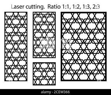 Shade screen, privacy fence template. Laser cut vector panel, screen, fence, divider. Cnc decorative pattern, jali design, interior element. Islamic Stock Vector