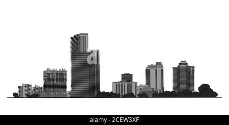 Modern city panorama isolated skyline vector illustration Stock Vector
