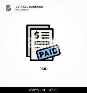 Paid vector icon. Modern vector illustration concepts. Easy to edit and customize. Stock Vector
