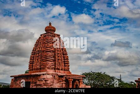 Galaganatha Temple pattadakal breathtaking stone art from different angle with amazing sky. It's one of the UNESCO World Heritage Sites and complex of Stock Photo
