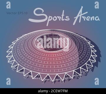 Sports arena. Hand drawn sketch vector illustration Stock Vector