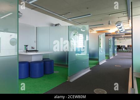 Empty group study pods at a college library ready for new students. Stock Photo