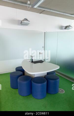 Empty group study pods at a college library ready for new students. Stock Photo