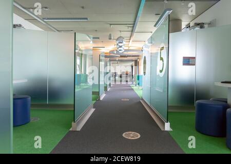 Empty group study pods at a college library ready for new students. Stock Photo