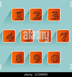 Transparent numbers in polygonal style on a bright background. Vector color illustration Stock Vector