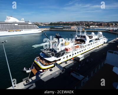 National Geographic Passenger ship Orion in Bilbao, Spain, Espana, IMO 9273076 Stock Photo