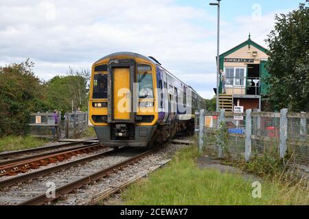 Northern Trains British Rail built Express Sprinter 158842 seen away from its normal territory on the South Staffs line at Lichfield Trent Valley Jn. Stock Photo