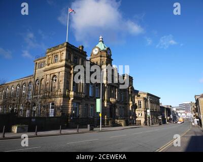 Town Hall, Manchester Road, Burnley, Lancashire. Designed by Henry Holtom and George Fox in 1888. Stock Photo