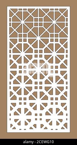 Shade screen, privacy fence template. Laser cut vector panel, screen, fence, divider. Cnc decorative pattern, jali design, interior element. Islamic Stock Vector