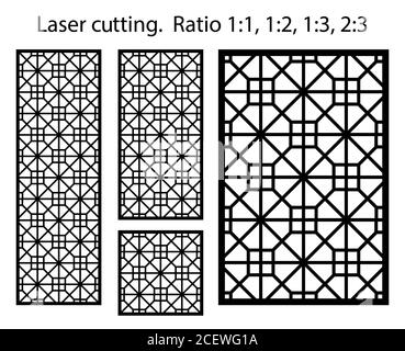 Shade screen, privacy fence template. Laser cut vector panel, screen, fence, divider. Cnc decorative pattern, jali design, interior element. Islamic Stock Vector