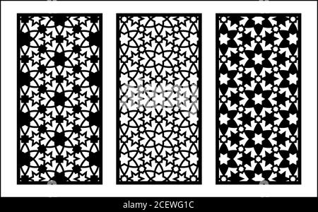 Shade screen, privacy fence template. Laser cut vector panel, screen, fence, divider. Cnc decorative pattern, jali design, interior element. Islamic Stock Vector