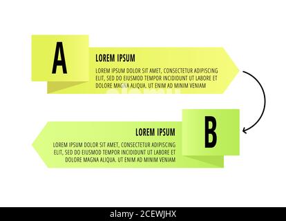 Vector infographic design with 2 rectangles with arrows. Flat template used for diagram, business, web, banner, workflow layout, presentations Stock Vector