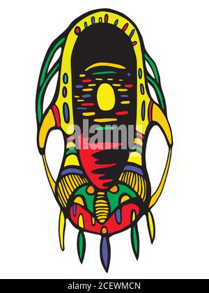 Surreal, multicolored mask, isolated on white background. Stock Vector