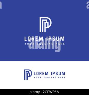 Letter P Line Building Logo with minimalist style. Stock Vector