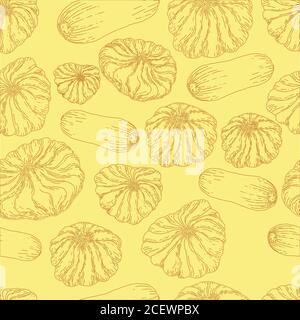 Monochrome vegetable food seamless pattern. Stock Vector
