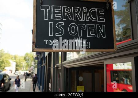 Restaurant sign on Kings Road Chelsea, west London Stock Photo