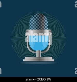 Vector Audio Microphone on a blue background Stock Vector
