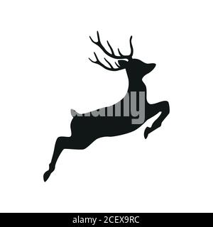 jumping deer silhouette isolated on white background vector illustration EPS10 Stock Vector