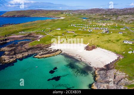 Aerial view of beach at Clachtoll in Sutherland,  Highland Region of Scotland, UK Stock Photo