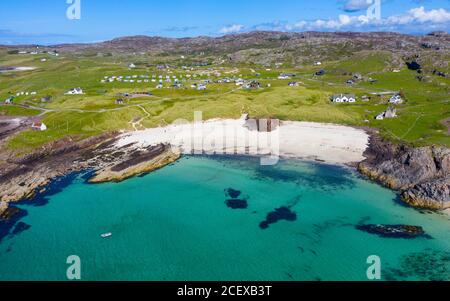 Aerial view of beach at Clachtoll in Sutherland,  Highland Region of Scotland, UK Stock Photo