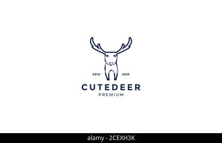 cute deer or antelope line minimalist logo design Stock Vector