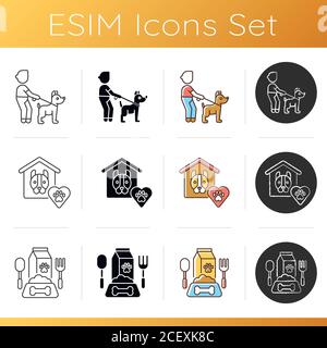 Dog care services icons set Stock Vector