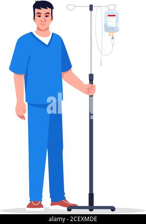 Male nurse semi flat RGB color vector illustration Stock Vector