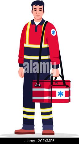 Paramedic semi flat RGB color vector illustration Stock Vector