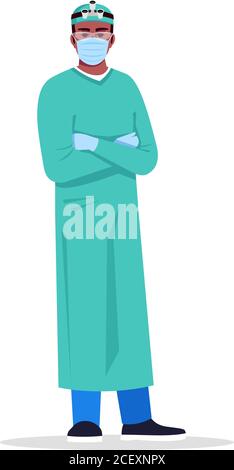 Surgeon semi flat RGB color vector illustration Stock Vector