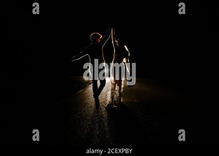 naked couple having sex in dark silhouette Stock Photo - Alamy