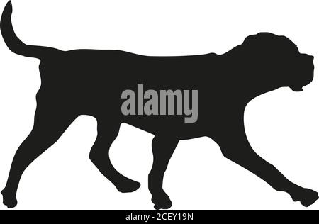Black silhouette of italian mastiff puppy isolated on a white background. Vector illustration. Stock Vector
