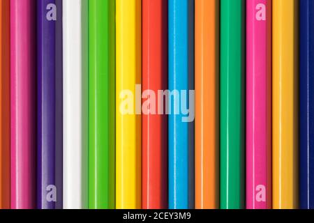Close-up of a group of pencils. Colorful background. Stock Photo