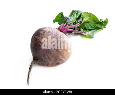 Fresh  beetroot with leaves isolated on white Stock Photo