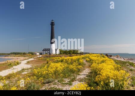 High lighthouse Sorve is the most recognizable sight on Saaremaa island in Estonia Stock Photo