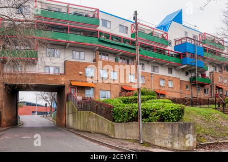 The interior side of the Byker Wall facing the rest of the Byker Estate in Newcastle. Stock Photo