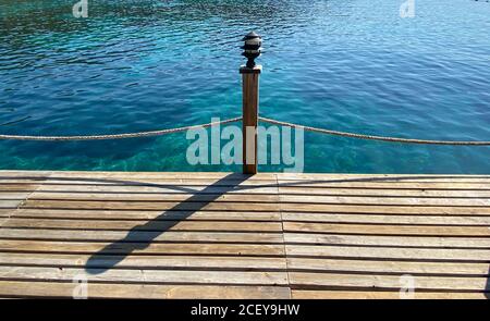 close up wooden floor on the sea Stock Photo