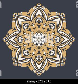 Mandala. Decorative round ornament. Isolated on dark background. Arabic, Indian, ottoman motifs. For cards, invitations, t-shirts. Vector color. Stock Vector