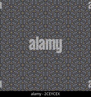 Abstract seamless pattern. Modern stylish texture. Linear style. Geometric tiles with triple hexagonal elements. Vector color background. Stock Vector