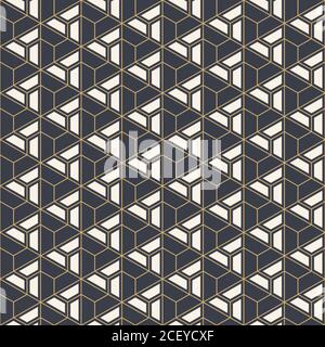 Abstract seamless pattern. Modern stylish texture. Geometric tiles with triangles, filled shapes. Vector color background based on Japanese ornament. Stock Vector