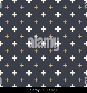Abstract seamless pattern of crosses or plus signs. Crosses ornament. Modern stylish texture. Simple minimalistic graphic print. Design for textile. Stock Vector