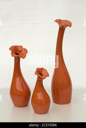 Three vases on a neutral white background Stock Photo