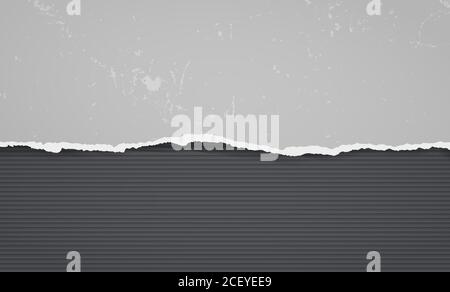 Piece of torn, ripped distressed dark gray paper with soft shadow is on ...
